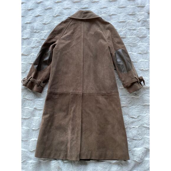 🔥Vintage ILGWU USA Made Brown Suede Leather Distressed Duster Jacket Coat XS-S - Picture 6 of 15
